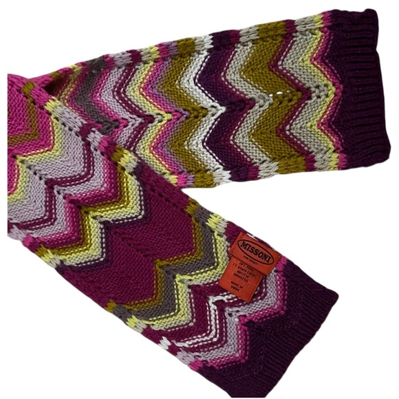 Missoni Multicolor Chevron Knit Scarf Burgundy Green Purple Pink - Picture 3 of 5